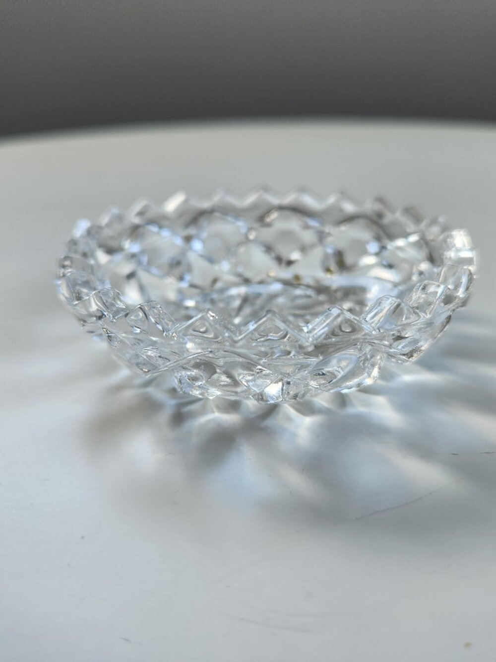 Vintage Cut Glass Open Salt Cellar Dip Trinket Dish